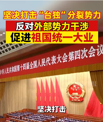 坚决打击“台独”分裂势力，反对外部势力干涉，促进祖国统一大业 #坚决打击“台独”分裂势力 #聚焦两会