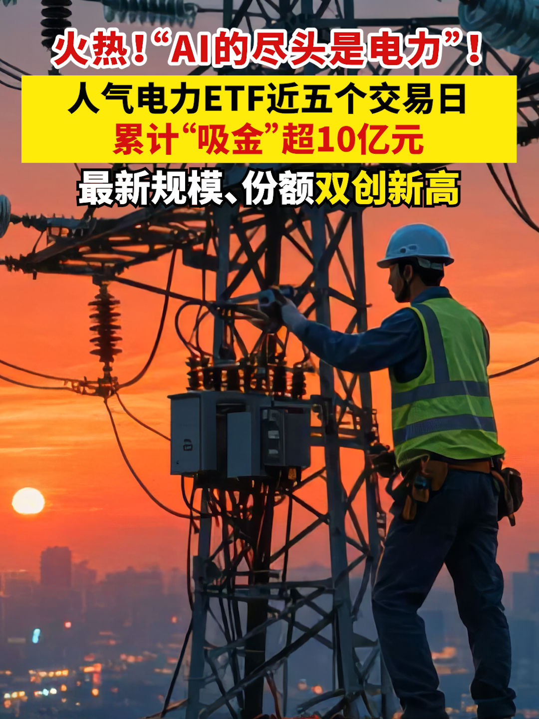 火热！“AI的尽头是电力”！人气电力ETF近五个交易日累计“吸金”超10亿元，最新规模、份额双创新高