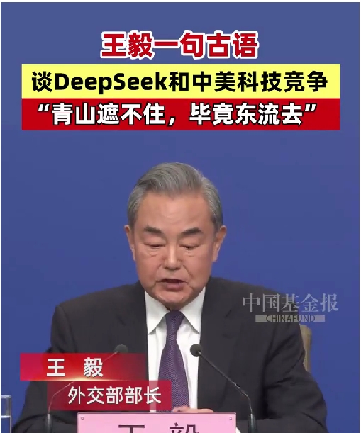 王毅一句古语谈DeepSeek和中美科技竞争，“青山遮不住，毕竟东流去” #DeepSeek #科技 #创新 #聚焦两会